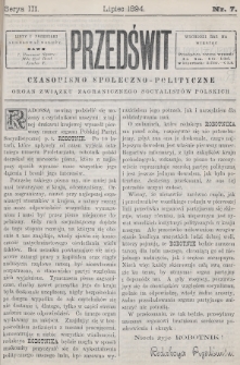 Przedświt : czasopismo społeczno-polityczne : organ Związku Zagranicznego Socyalistów Polskich. 1894, nr 7