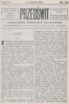 Przedświt : czasopismo społeczno-polityczne : organ Związku Zagranicznego Socyalistów Polskich. 1894, nr 10