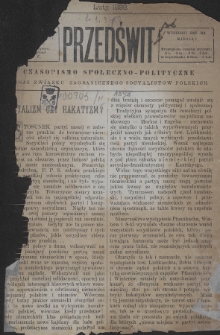 Przedświt : czasopismo społeczno-polityczne : organ Związku Zagranicznego Socyalistów Polskich. 1898, nr 2