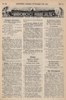 Wiadomości Parafjalne : dodatek do tygodników „Niedziela” i „Przewodnika Katolickiego”. 1935, nr 45