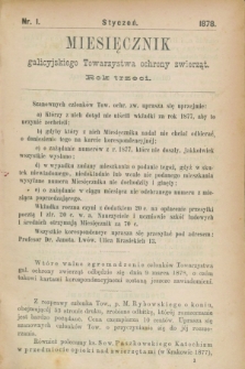 Miesięcznik galicyjskiego Towarzystwa Ochrony Zwierząt. R.3, nr 1 (styczeń 1878)