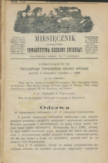 Miesięcznik galicyjskiego Towarzystwa Ochrony Zwierząt. R.7, nr 12 (grudzień 1882)
