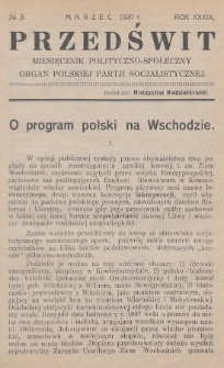 Przedświt : miesięcznik polityczno-społeczny : organ Polskiej Partji Socjalistycznej. R. 39, 1920, nr 3