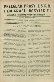 Przegląd Prasy Z.S.R.R. i Emigracji Rosyjskiej : dodatek do nr 25 (124) Codziennego Biuletynu Wydziału Prasowego M.S.Z. (1 czerwca 1928)