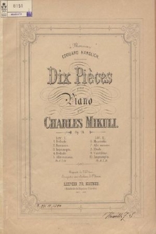 Dix Pièces : pour piano : op. 24. Liv. 2