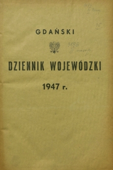 Gdański Dziennik Wojewódzki. 1947, Skorowidz alfabetyczny