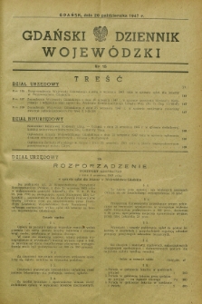 Gdański Dziennik Wojewódzki. 1947, nr 15 (20 października)