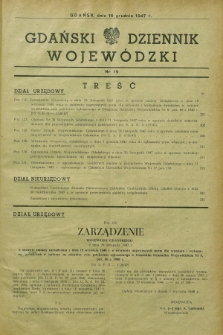 Gdański Dziennik Wojewódzki. 1947, nr 19 (15 grudnia)