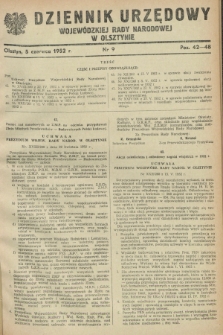 Dziennik Urzędowy Wojewódzkiej Rady Narodowej w Olsztynie. 1952, nr 9 (5 czerwca)