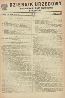 Dziennik Urzędowy Wojewódzkiej Rady Narodowej w Olsztynie. 1953, nr 6 (21 lipca)