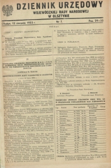 Dziennik Urzędowy Wojewódzkiej Rady Narodowej w Olsztynie. 1953, nr 7 (12 sierpnia)