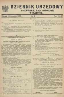 Dziennik Urzędowy Wojewódzkiej Rady Narodowej w Olsztynie. 1953, nr 8 (15 września)
