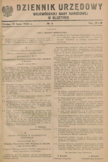 Dziennik Urzędowy Wojewódzkiej Rady Narodowej w Olsztynie. 1954, nr 6 (15 lipca)