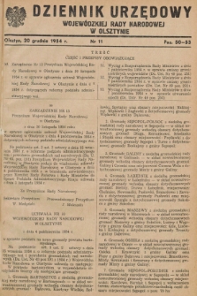 Dziennik Urzędowy Wojewódzkiej Rady Narodowej w Olsztynie. 1954, nr 11 (20 grudnia)