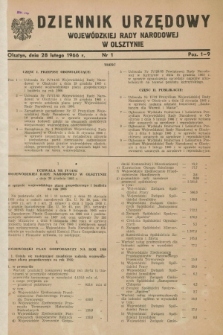 Dziennik Urzędowy Wojewódzkiej Rady Narodowej w Olsztynie. 1966, nr 1 (28 lutego)