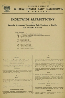 Dziennik Urzędowy Wojewódzkiej Rady Narodowej w Gdańsku. 1955, Skorowidz alfabetyczny