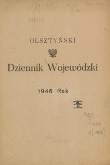 Olsztyński Dziennik Wojewódzki. R.2, Skorowidz alfabetyczny (1946)