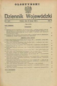 Olsztyński Dziennik Wojewódzki. R.4, nr 4 (10 lutego 1948) = nr 37