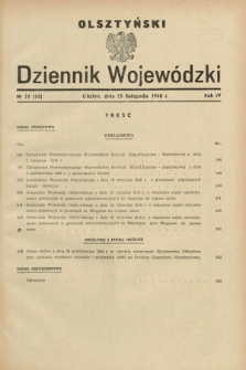 Olsztyński Dziennik Wojewódzki. R.4, nr 21 (25 listopada 1948) = nr (54)