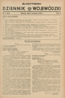 Olsztyński Dziennik Wojewódzki. R.5, nr 7 (5 kwietnia 1949) = nr (63)
