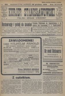 Kurjer Stanisławowski : polski organ kresowy. R.39 (1926), nr 334