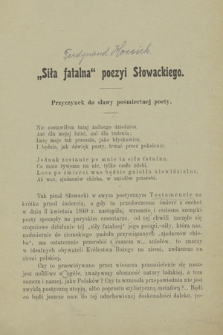„Siła fatalna poezji Słowackiego”