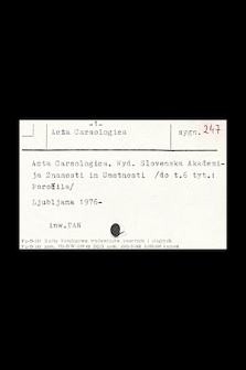 Katalog kartkowy Biblioteki Instytutu Botaniki Uniwersytetu Jagiellońskiego : czasopisma : zakres skrzynki: Acta car - Acta pal