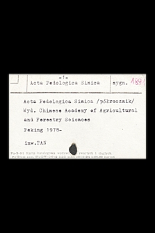 Katalog kartkowy Biblioteki Instytutu Botaniki Uniwersytetu Jagiellońskiego : czasopisma : zakres skrzynki: Acta ped - Advl