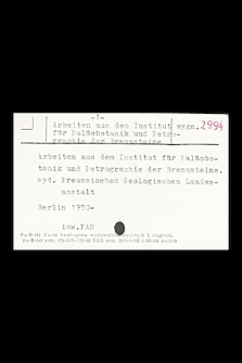 Katalog kartkowy Biblioteki Instytutu Botaniki Uniwersytetu Jagiellońskiego : czasopisma : zakres skrzynki: Arbeiten - Archiv