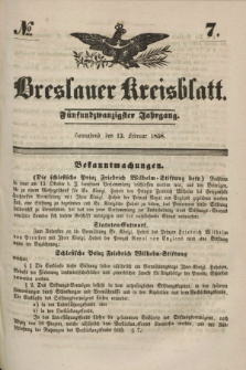 Breslauer Kreisblatt. Jg.25, № 7 (13 Februar 1858) + dod.