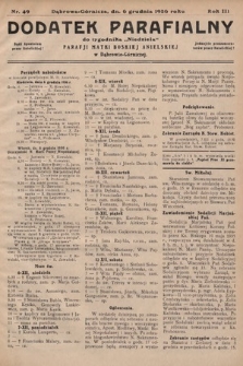 Dodatek Parafjalny do tygodnika „Niedziela” Parafji Matki Boskiej Anielskiej w Dąbrowie-Górniczej. 1936, nr 49