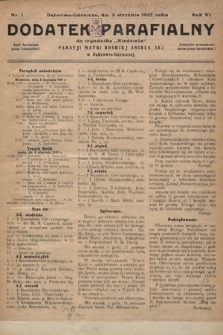 Dodatek Parafjalny do tygodnika „Niedziela” Parafji Matki Boskiej Anielskiej w Dąbrowie-Górniczej. 1937, nr 1