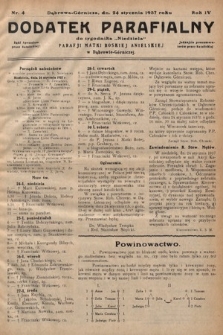 Dodatek Parafjalny do tygodnika „Niedziela” Parafji Matki Boskiej Anielskiej w Dąbrowie-Górniczej. 1937, nr 4