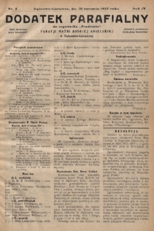 Dodatek Parafjalny do tygodnika „Niedziela” Parafji Matki Boskiej Anielskiej w Dąbrowie-Górniczej. 1937, nr 5
