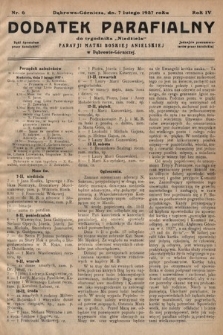 Dodatek Parafjalny do tygodnika „Niedziela” Parafji Matki Boskiej Anielskiej w Dąbrowie-Górniczej. 1937, nr 6
