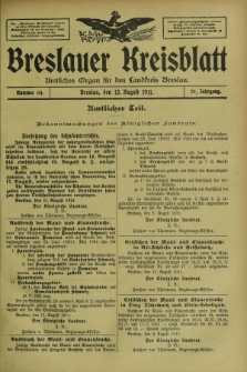Breslauer Kreisblatt : amtliches Organ für den Landkreis Breslau. Jg.79, nr 64 (12 August 1911) + dod.