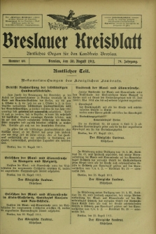 Breslauer Kreisblatt : amtliches Organ für den Landkreis Breslau. Jg.79, nr 69 (30 August 1911) + dod.
