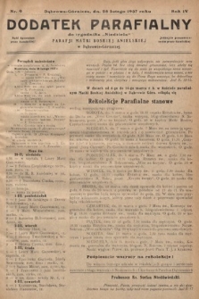 Dodatek Parafjalny do tygodnika „Niedziela” Parafji Matki Boskiej Anielskiej w Dąbrowie-Górniczej. 1937, nr 9