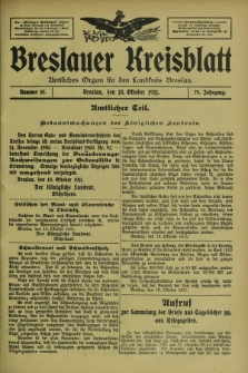 Breslauer Kreisblatt : amtliches Organ für den Landkreis Breslau. Jg.79, nr 83 (17 Oktober 1911) + dod.