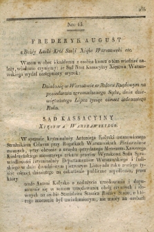 Dziennik Wyroków Sądu Kassacyinego Xsięstwa Warszawskiego. T.1, Oddział 5, nr 63 (19 lipca 1811)