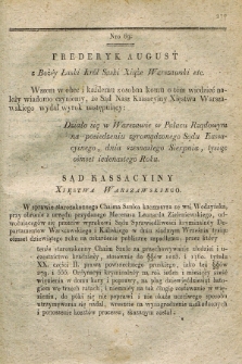 Dziennik Wyroków Sądu Kassacyinego Xsięstwa Warszawskiego. T.1, Oddział 6, nr 69 (16 sierpnia 1811)