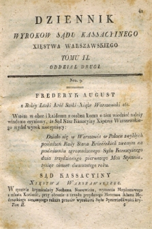 Dziennik Wyroków Sądu Kassacyinego Xsięstwa Warszawskiego. T.2, Oddział 2, nr 9 (31 stycznia 1812)