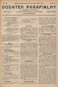 Dodatek Parafjalny do tygodnika „Niedziela” Parafji Matki Boskiej Anielskiej w Dąbrowie-Górniczej. 1937, nr 27