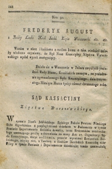 Dziennik Wyroków Sądu Kassacyinego Xsięstwa Warszawskiego. T.2, Oddział 3, nr 30 (13 marca 1812)