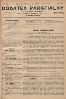 Dodatek Parafjalny do tygodnika „Niedziela” Parafji Matki Boskiej Anielskiej w Dąbrowie-Górniczej. 1937, nr 29