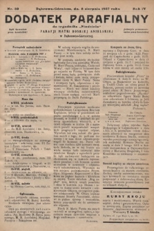 Dodatek Parafjalny do tygodnika „Niedziela” Parafji Matki Boskiej Anielskiej w Dąbrowie-Górniczej. 1937, nr 32