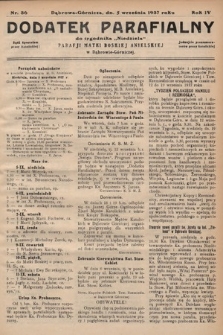 Dodatek Parafjalny do tygodnika „Niedziela” Parafji Matki Boskiej Anielskiej w Dąbrowie-Górniczej. 1937, nr 36