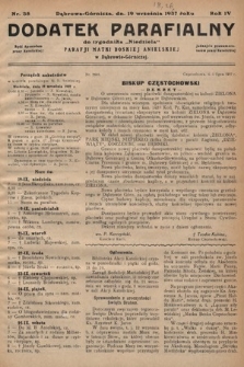 Dodatek Parafjalny do tygodnika „Niedziela” Parafji Matki Boskiej Anielskiej w Dąbrowie-Górniczej. 1937, nr 38