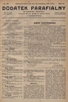 Dodatek Parafjalny do tygodnika „Niedziela” Parafji Matki Boskiej Anielskiej w Dąbrowie-Górniczej. 1937, nr 39