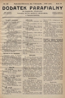 Dodatek Parafjalny do tygodnika „Niedziela” Parafji Matki Boskiej Anielskiej w Dąbrowie-Górniczej. 1937, nr 45